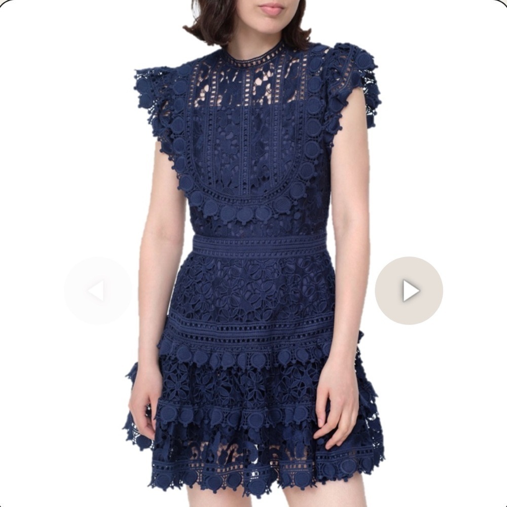 SEA NEW YORK ABBY PUFF SLEEVE SHORT DRESS - NAVY BLUE